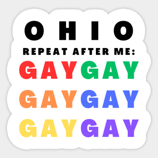 Ohio Pride Month LGBTQ+ Rainbow Gay Rights Ally Sticker